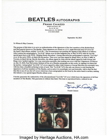 Music Memorabilia:Autographs and Signed Items, Beatles Signed Let It Be US Stereo LP Cover (Apple AR-34001,1970) in a Framed Display, the Only Example Known to ... Image #4