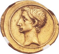 Ancients:Roman Republic, Ancients: Octavian, as sole Imperator (31-27 BC). AV aureus (22mm,7.96 gm, 1h)....