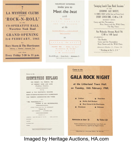 Music Memorabilia:Documents, Beatles and Beatles Related - A Collection of Early 1960sLiverpool-Area Handbills... (Total: 5 Items) Image #1