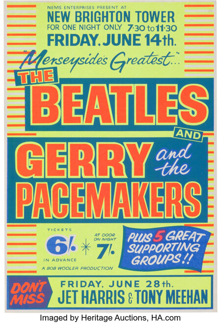 Music Memorabilia:Posters, Beatles/Gerry and the Pacemakers New Brighton Tower Concert Poster(NEMS, 1963).... Image #1