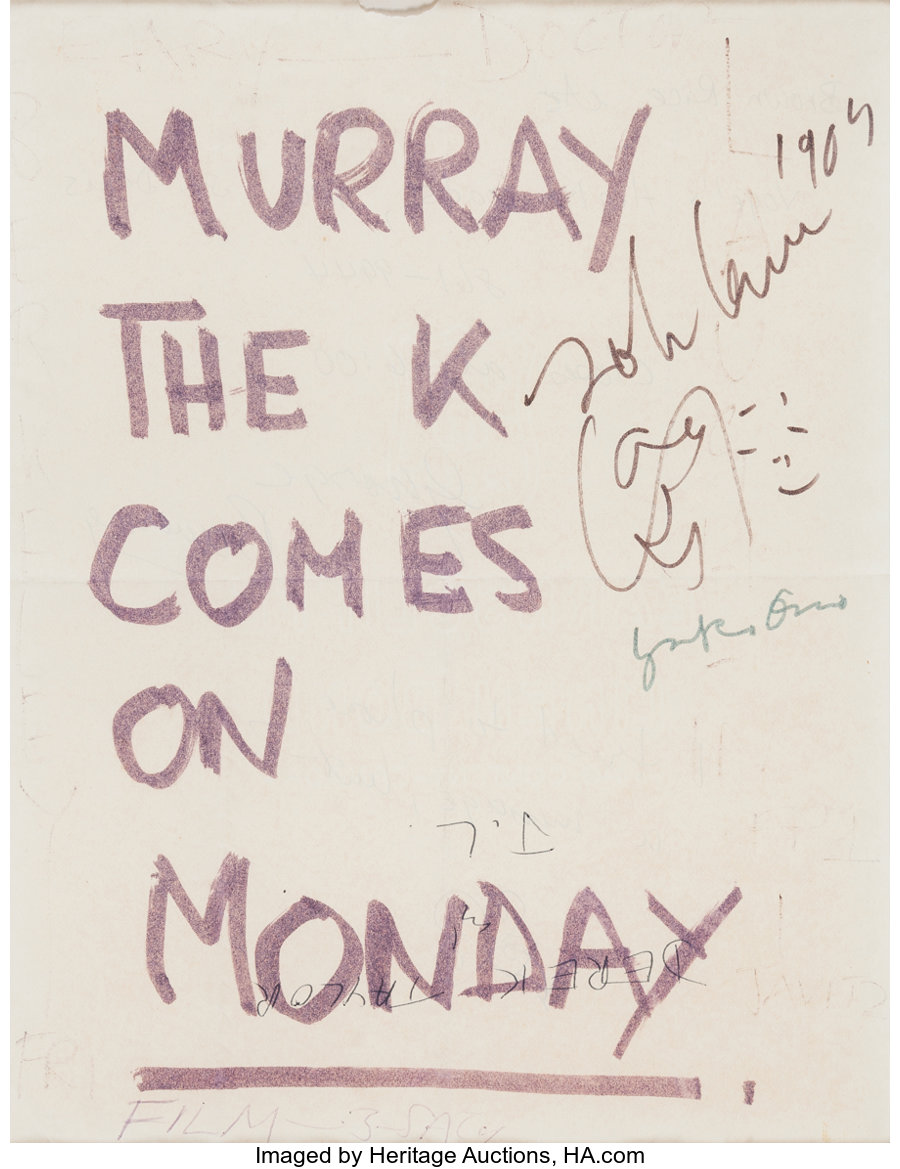 Music Memorabilia:Autographs and Signed Items, Beatles - A Sign From the Montreal Bed-In For Peace Signed By JohnLennon and Yoko Ono (1969)....