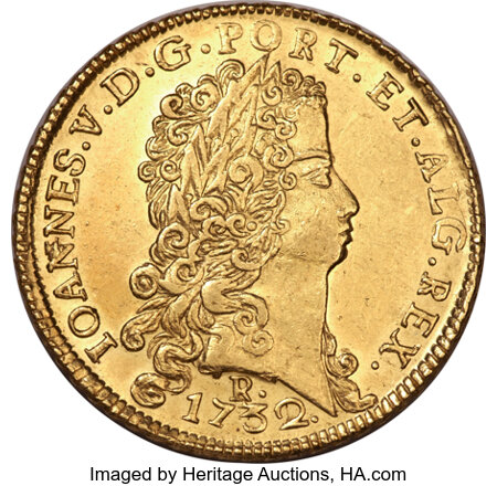 Brazil, Brazil: Joao V gold 12800 Reis 1732/1-R,... Image #1